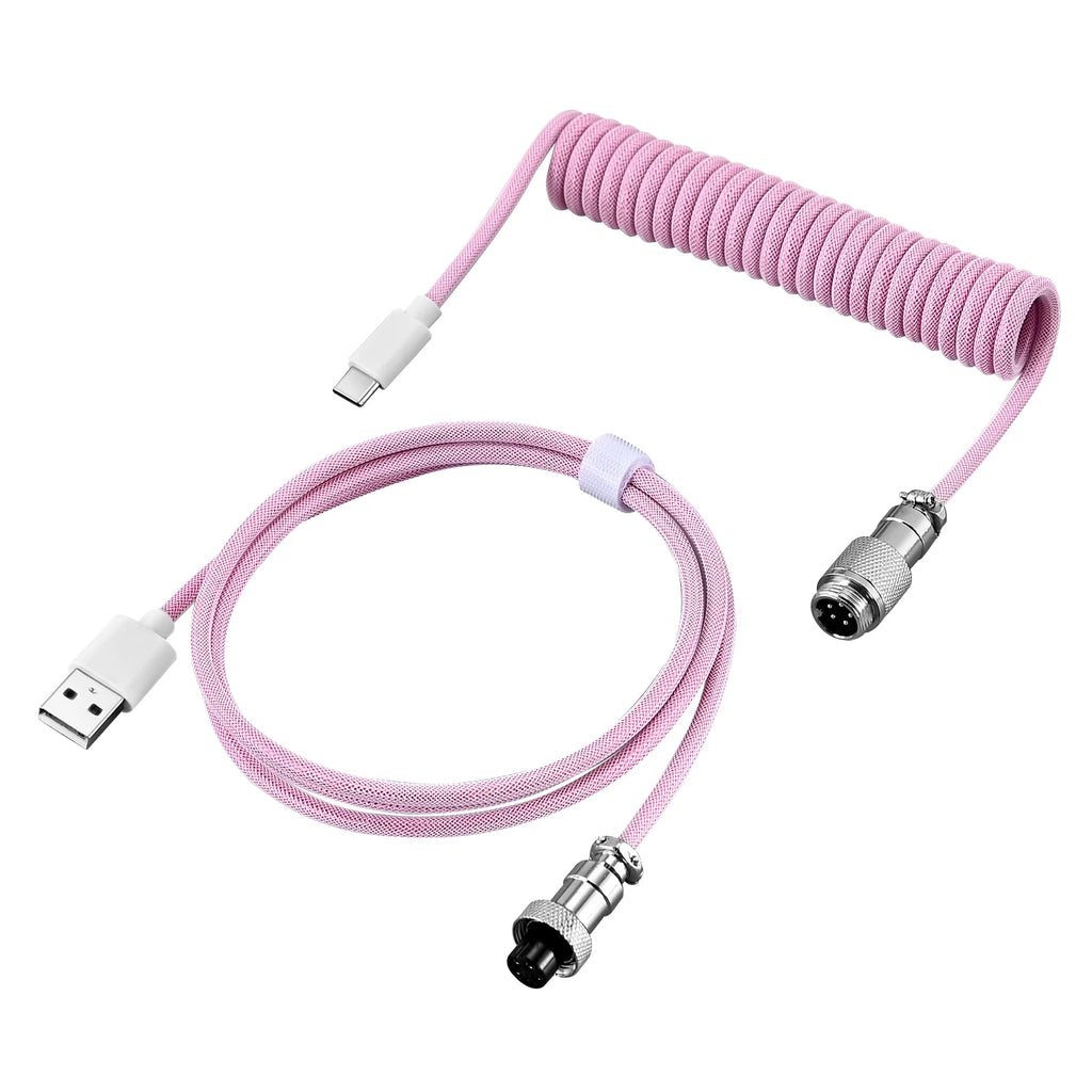 Metal USB A to TYPE C Braided Cable Mechanical Keyboard Coiled Cable USB Spring Wire Aviator Desktop Computer Aviation Connector