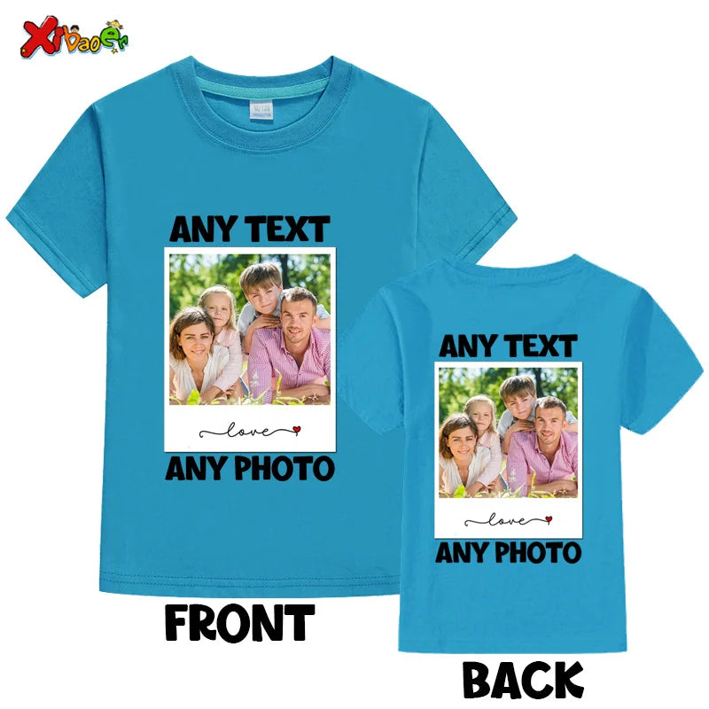 Custom Long Sleeves Shirt Kids Personalized Photo Shirt Children T-Shirt Name Clothing Girl Boy Shirt Toddler Logo Design Shirt