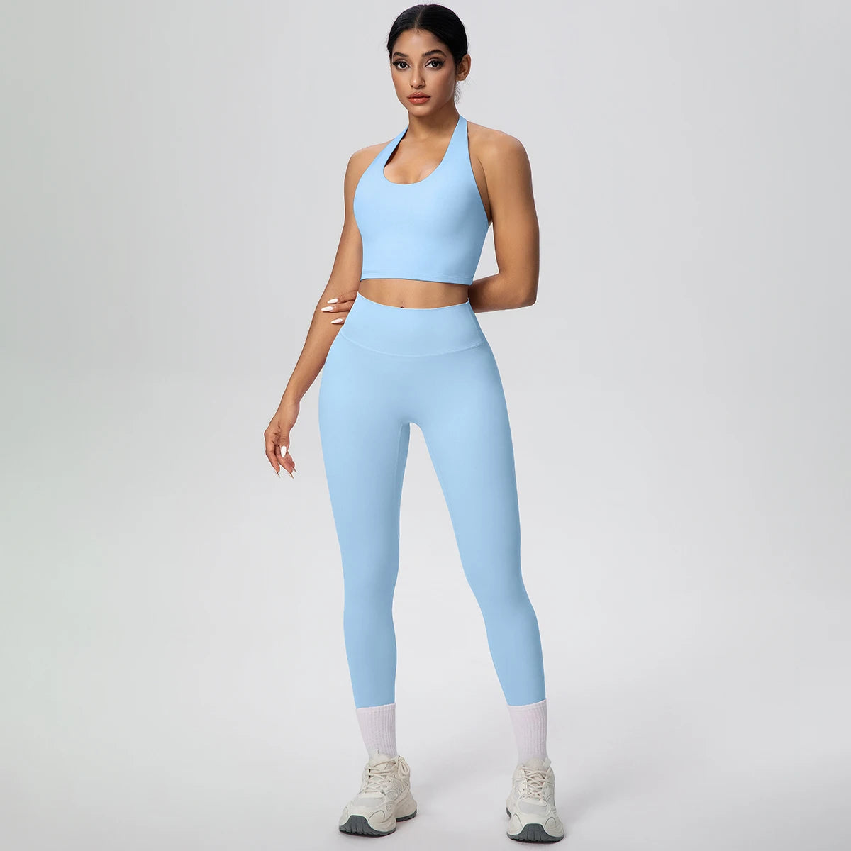 2PCS/set Yoga Set for Woman's Sexy Backless Halter Bra Sports Top Quick Drying Legging Summer Gym Fitness Pants Yoga Set