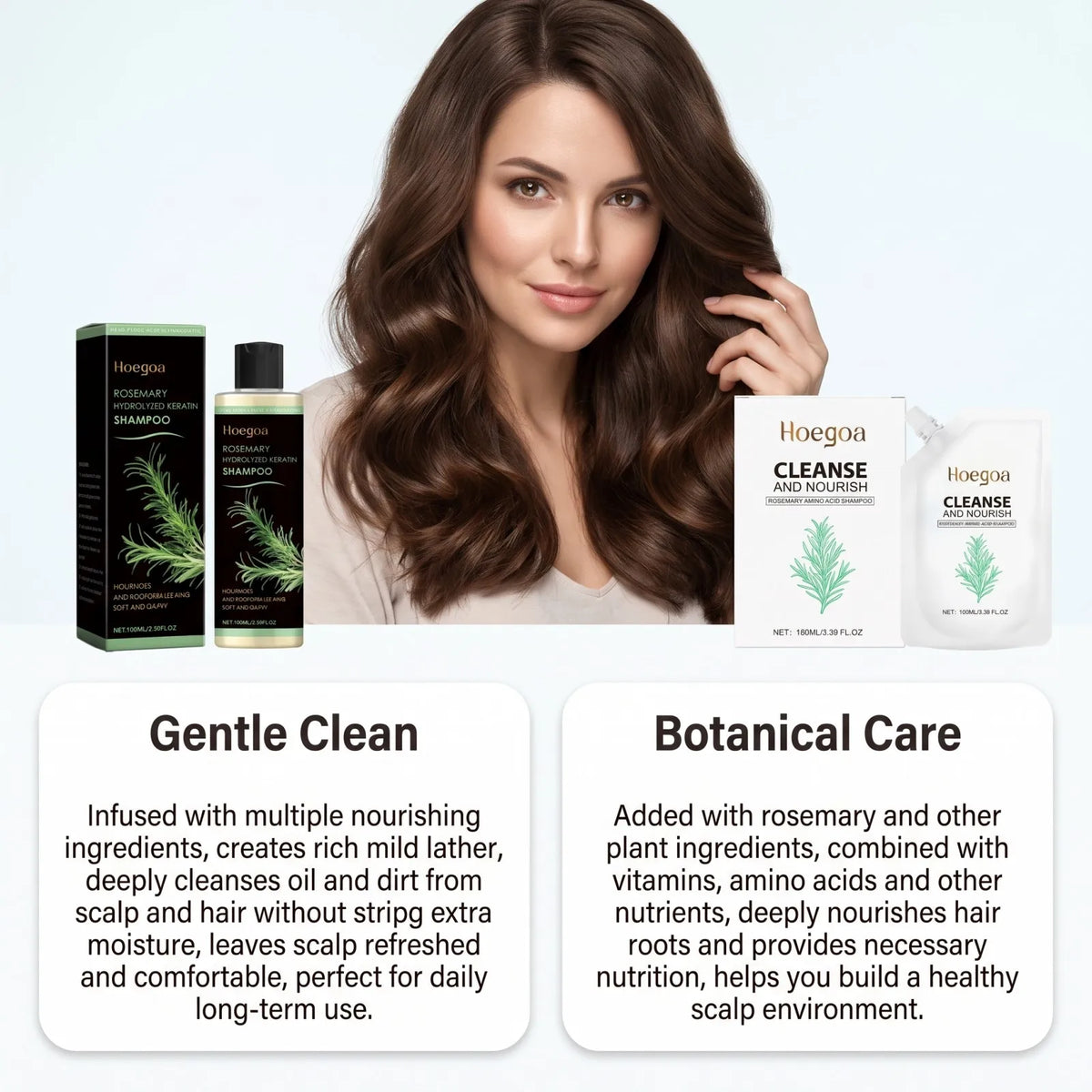 Rosemary Shampoo Anti-Hair Loss Shampoo Deep Scalp Cleansing & Moisturizing Hair Care Set for Dry Damaged Hair Strengthens Roots