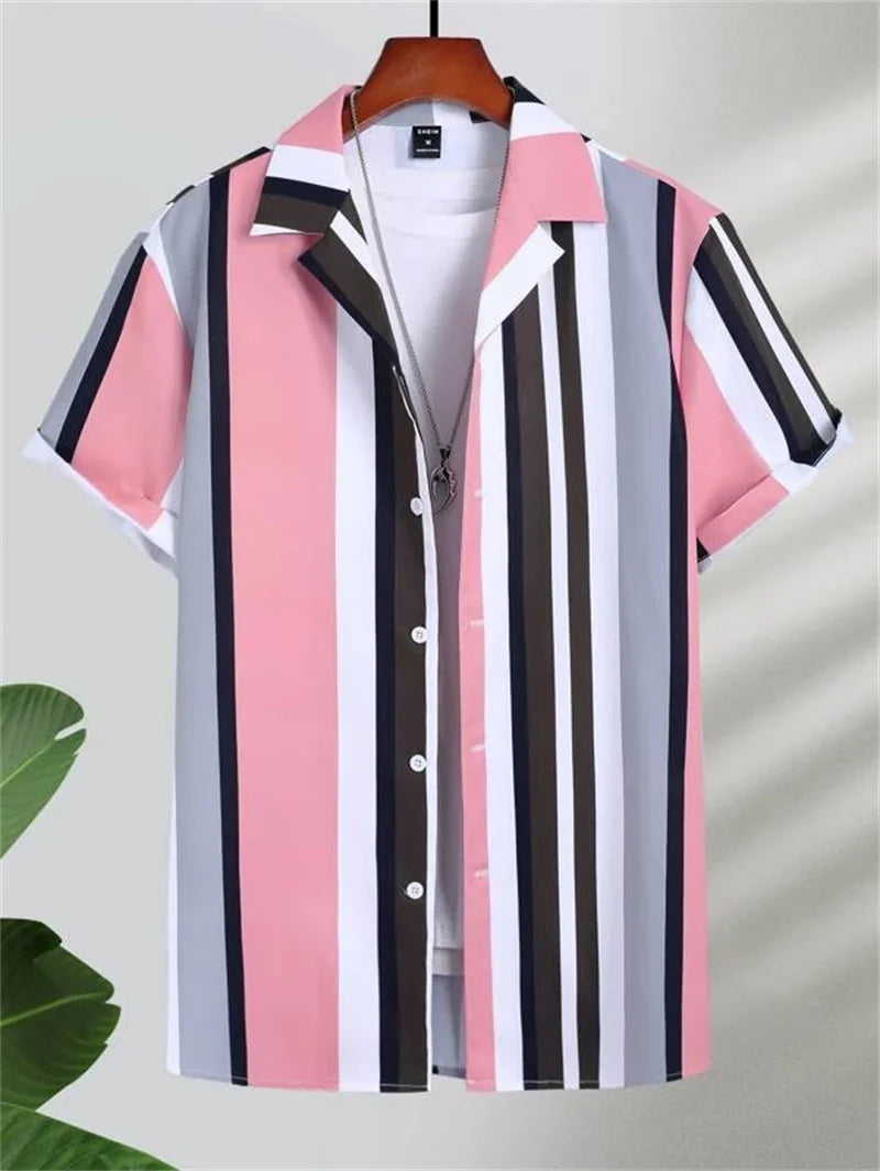 Men's Abstract Art Cuba Collar Shirts Hawaiian Loose Breathable Beach Wear Men's Outdoor Street Fashion Shirt Summer Men's Top