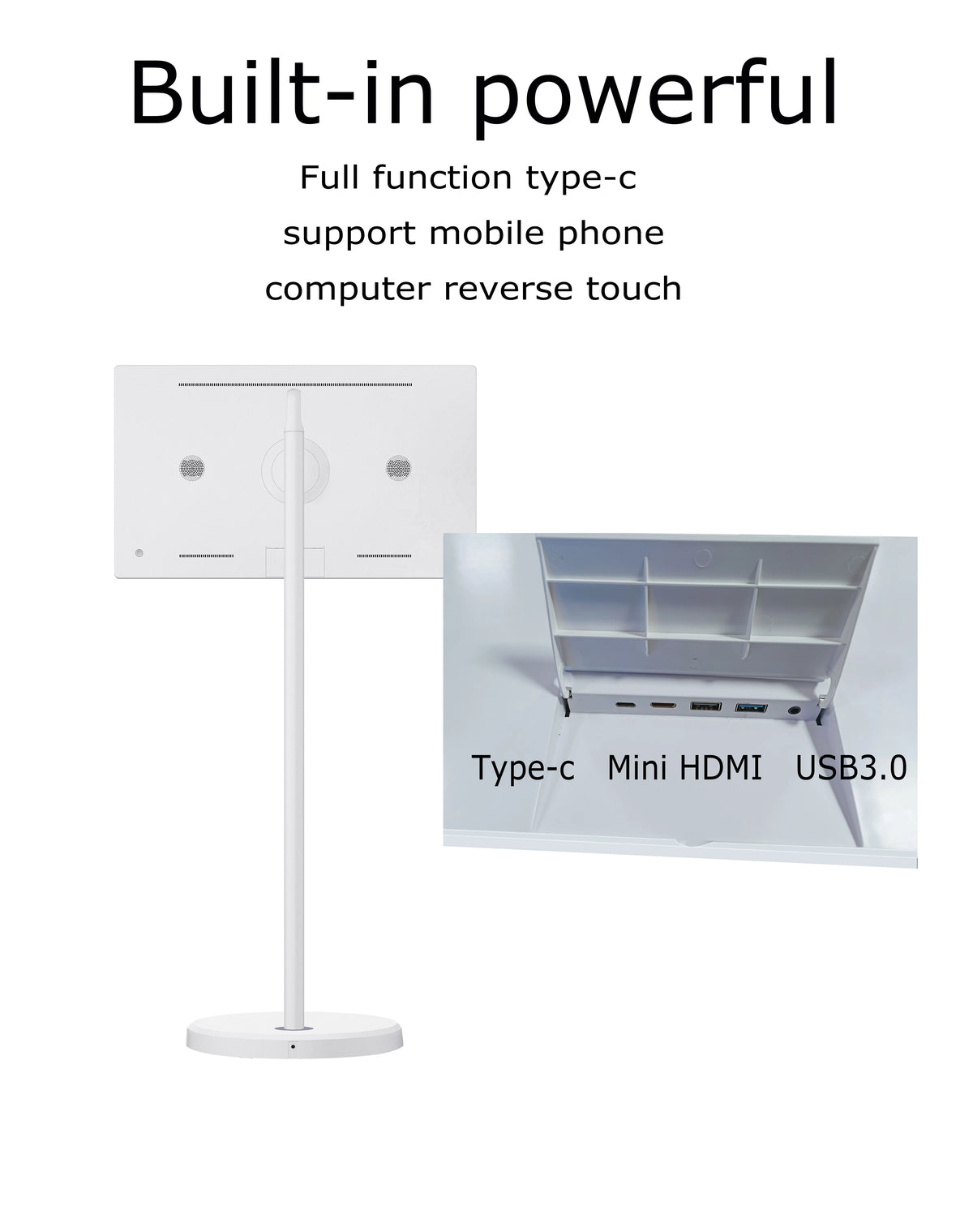 32 Inch 4K ELED White Android 8-core CPU Rotating Remote Control Touch Screen Smart TV 13MP Camera Portable for Home