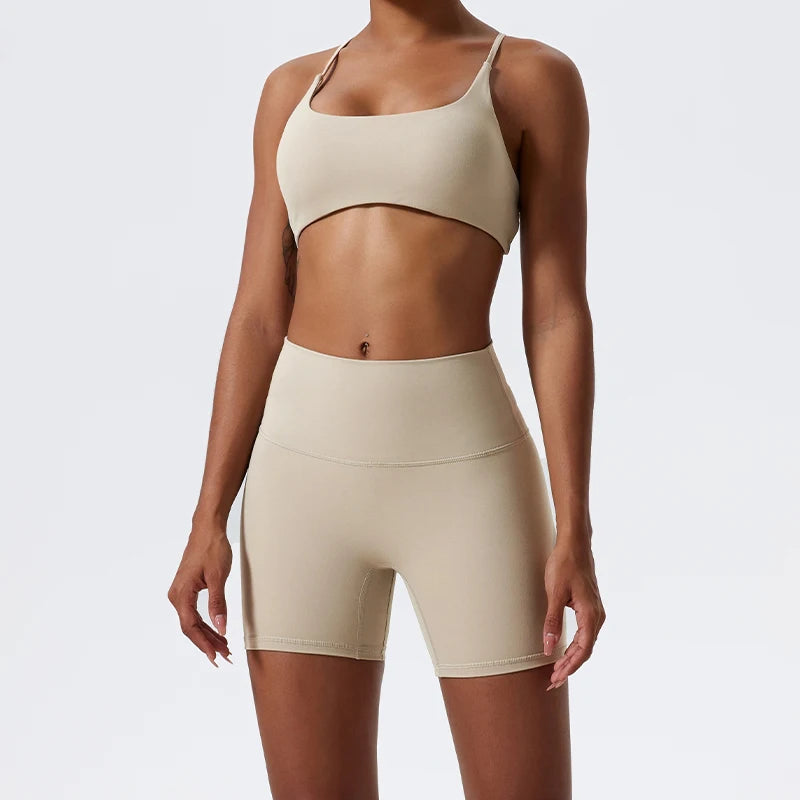 Summer Two Pieces Short Sets Women Workout  Bra Set Quick-Dry Yoga Clothing Sports Tracksuit Female Fitness Gym Suit Women