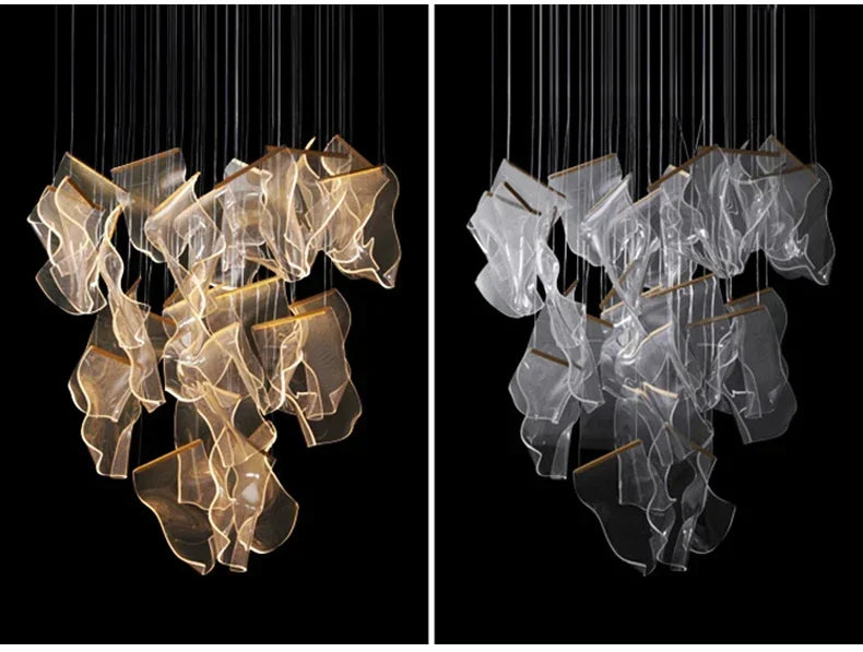 Modern LED Pendant Lights Living Dining Room Lighting Lustre Decor Chandelier Indoor Villa Duplex Stairs Hanging Lights Fixture