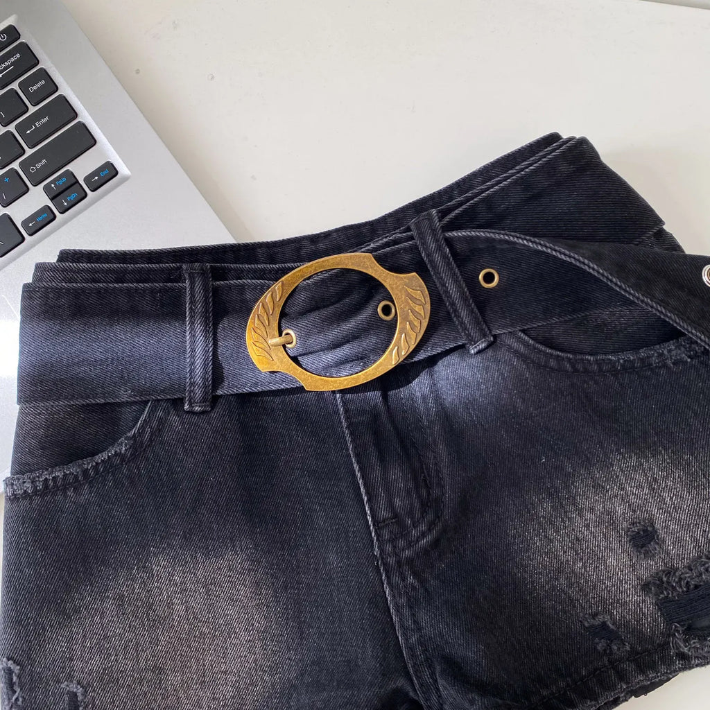 American Retro High Waist Denim Shorts Women Summer Ripped Mini Hot Girl Style Street Fashion Versatile Daily Casual Jeans Women