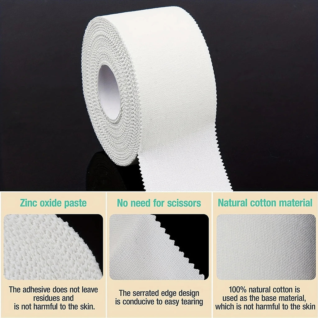 Sports Tape,Strong Tear-Off Non-Stick Residue Tape for Athletes,Support Sport Binding Bandage Cotton White Boxing Adhesive Tape