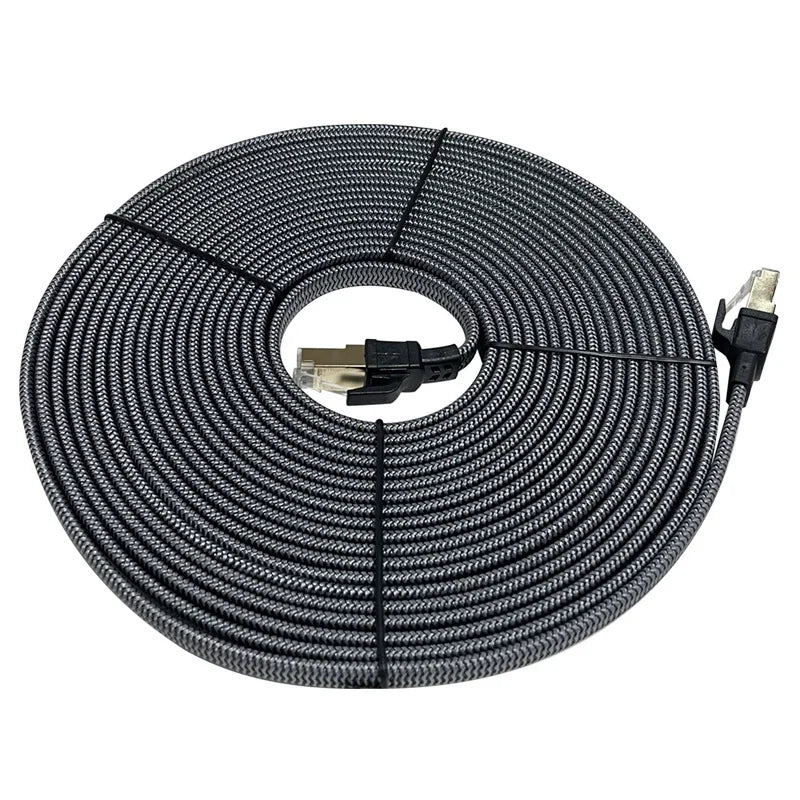 CAT8 Ethernet Cable 40Gbps Flat Nylon Braided Network Cord LAN Wire RJ45 Router Cable For PC Modem Laptop PS5 Cat 8 Cord 5M 10M