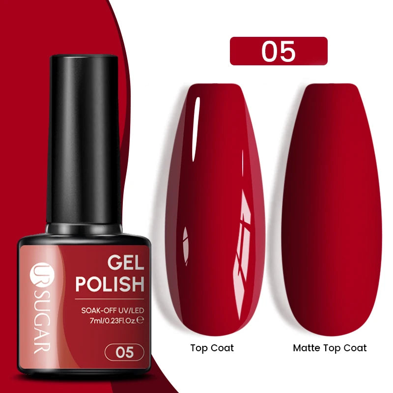 UR SUGAR 7ML Valentine’s Day Gel Nail Polish 107 Colors Classic Black Red Glitter Semi Permanent Autumn Soak Off UV Gel Varnish