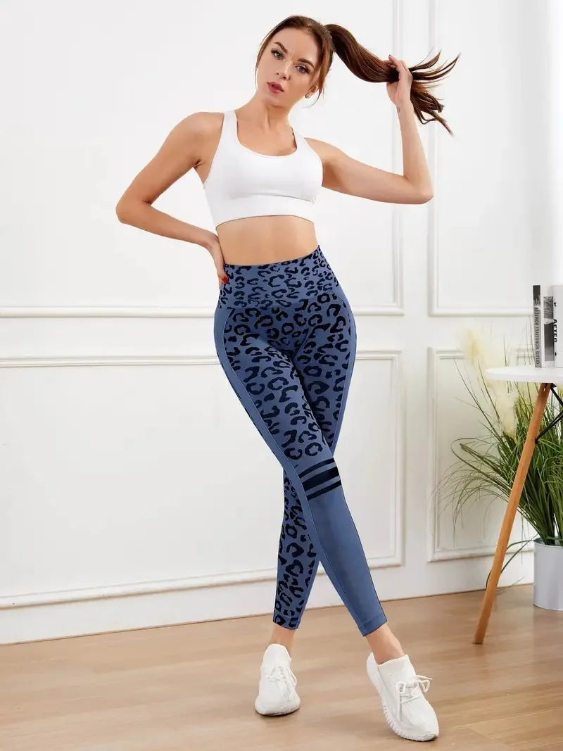 Leopard Print Seamless Booty Lift Leggings - High Waist Compression Yoga Running Training Pants