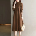 New Knitting Vestidos Women's 2024 Spring Autumn Mid Length Version Ladies Sweater Dress Temperament Lady Bottoming Skirt