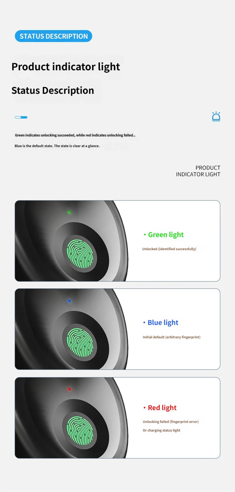 Smart Fingerprint Padlock Biometric Intelligent Lock Dormitory Home Protection Outdoor Cabinet Warehouse Extended Security Lock