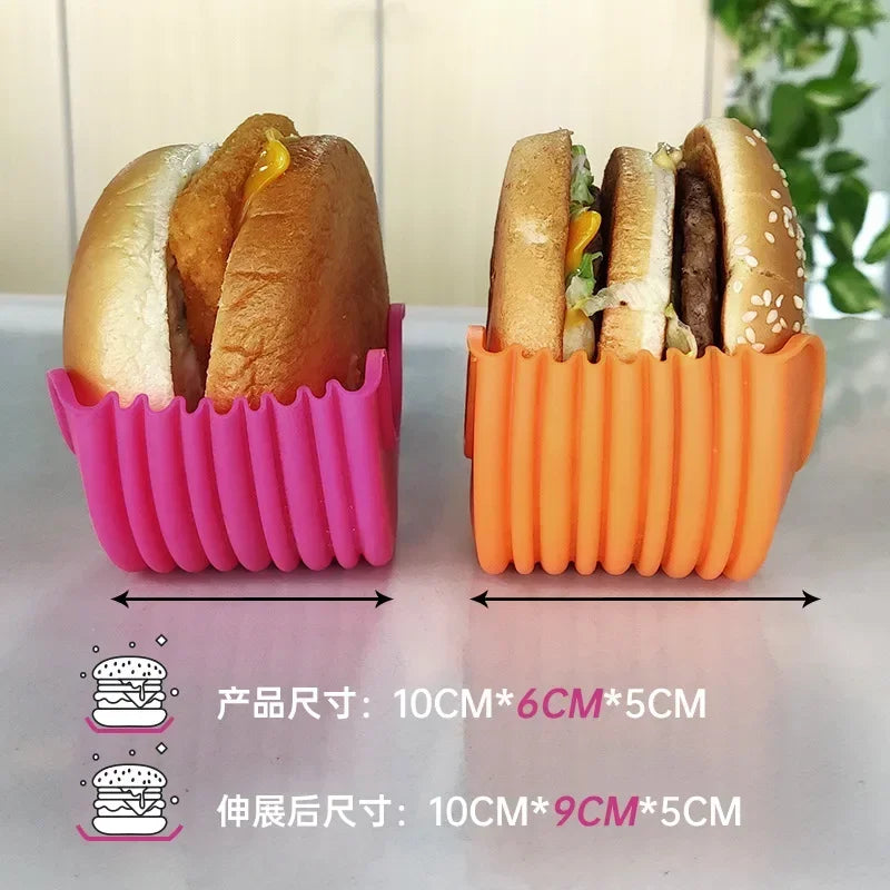1-4pcs Reusable Burger Rack Useful Gadgets Silicone Frame Burger Tool Holder Shelf Storage Kitchen Organizer Tools Dining Bar LI