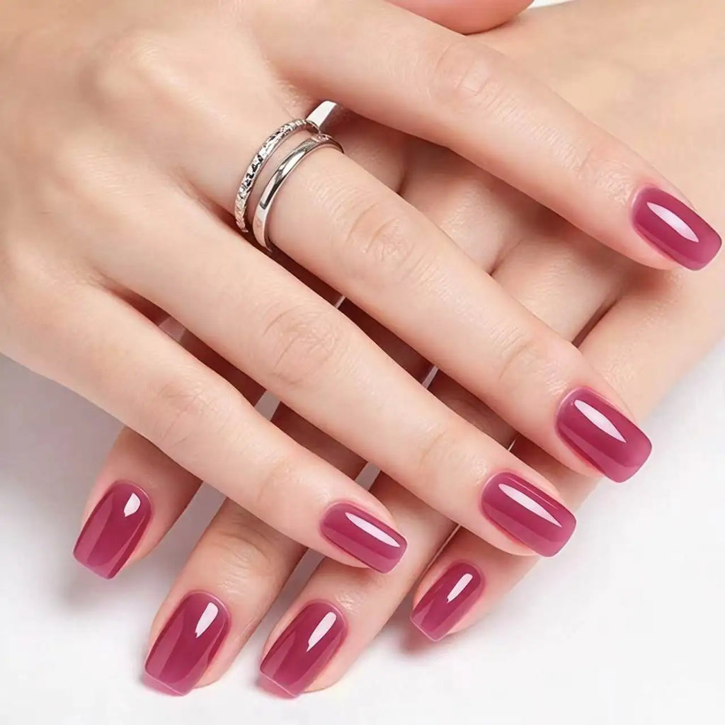 10ML Ice Transparent Plum Color Nail Polish, Berry Rose , No UV Lamp Needed, Long-Lasting, Convenient, Elegant Manicure