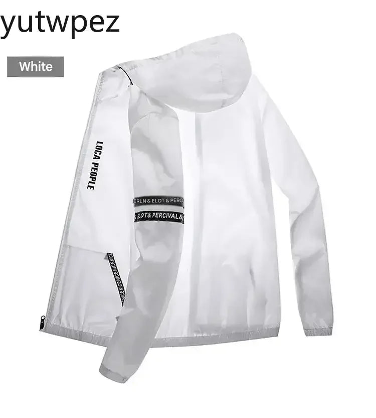 UPF50+ Summer Sun Protection Clothing Men's Casual Waterproof Quick-drying Bicycle Hooded Jacket Hiking Thin Skin Windbreaker