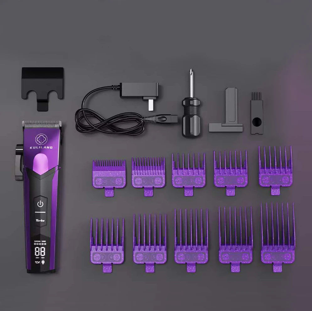Kulilang R77F Professional Hair Cutting Machine Electric Hair Clipper Titanium Plated FADE Blade Men's Hairstyles Salon 7200RPM