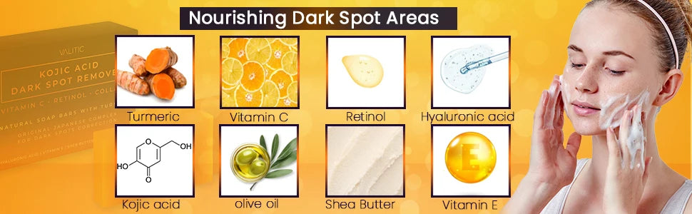 Kojic Acid Dark Spot Remover Whitening Soap Handmade Skin Care Deep Cleaning Moisturizing Cleansing Essential Soap Brighten Skin