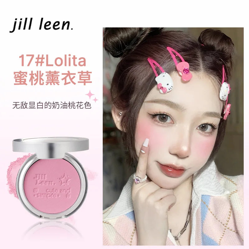 JILL LEEN Monochrome Colorful Soft Mist Blush Disc Highlight Grooming Peach Gills Purple Matte Brightening Expansion Color