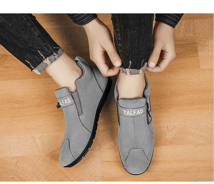 2026 New Men Casual Shoes Lightweight Slip On Sneakers Autumn Winter Flat Work Shoes Loafers Soft Sole Non Slip Walking Shoes