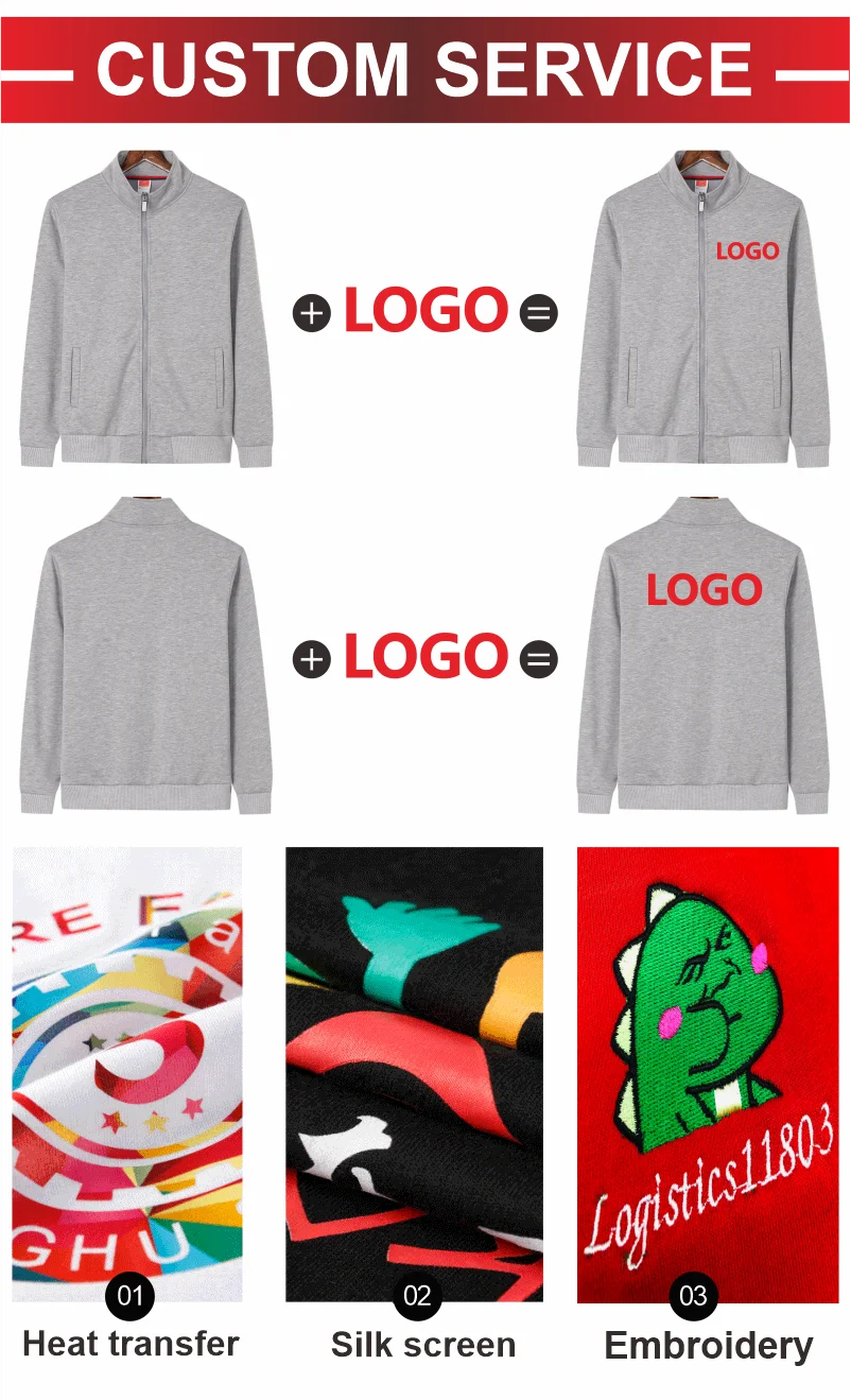 Winter Men Women Fleece Warm Jacket Custom Logo Company Team Casual Coat Printing Design Stand Collar Sweatshirt Embroidery
