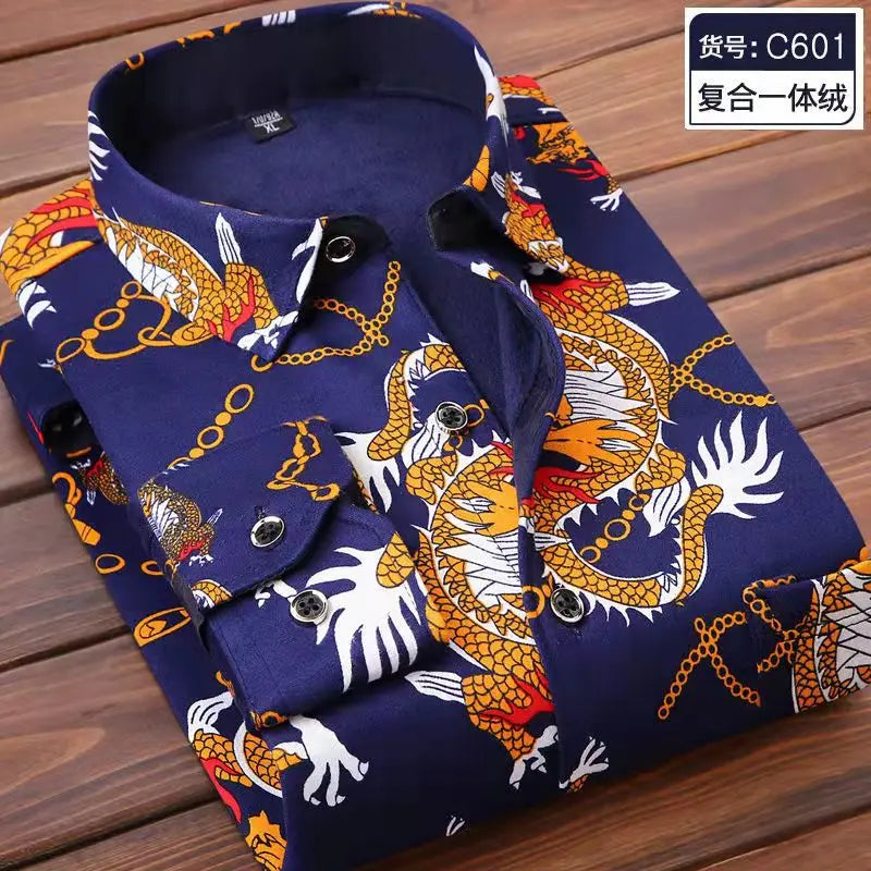 2026 Winter New arrival Men's Fashion Casual Long Sleeve Shirt autumn Men Fleece Thick Warm High Quality Large Size Shirt M-4XL