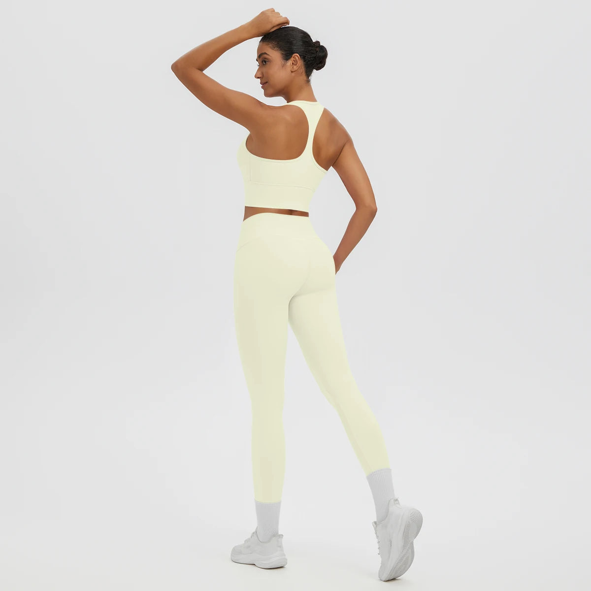 2PCS Women's Sports Pants Yoga Set Sexy Backless I-shaped Vest with Chest Pad Shock-absorbing Running Yoga Tank Top Yoga Pants