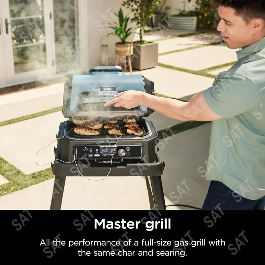 2025 ANinja OG951 Woodfire Pro Connect Premium XL Outdoor Grill & Smoker, Bluetooth, App Enabled, 7-in-1 Master Grill, BBQ Smoke
