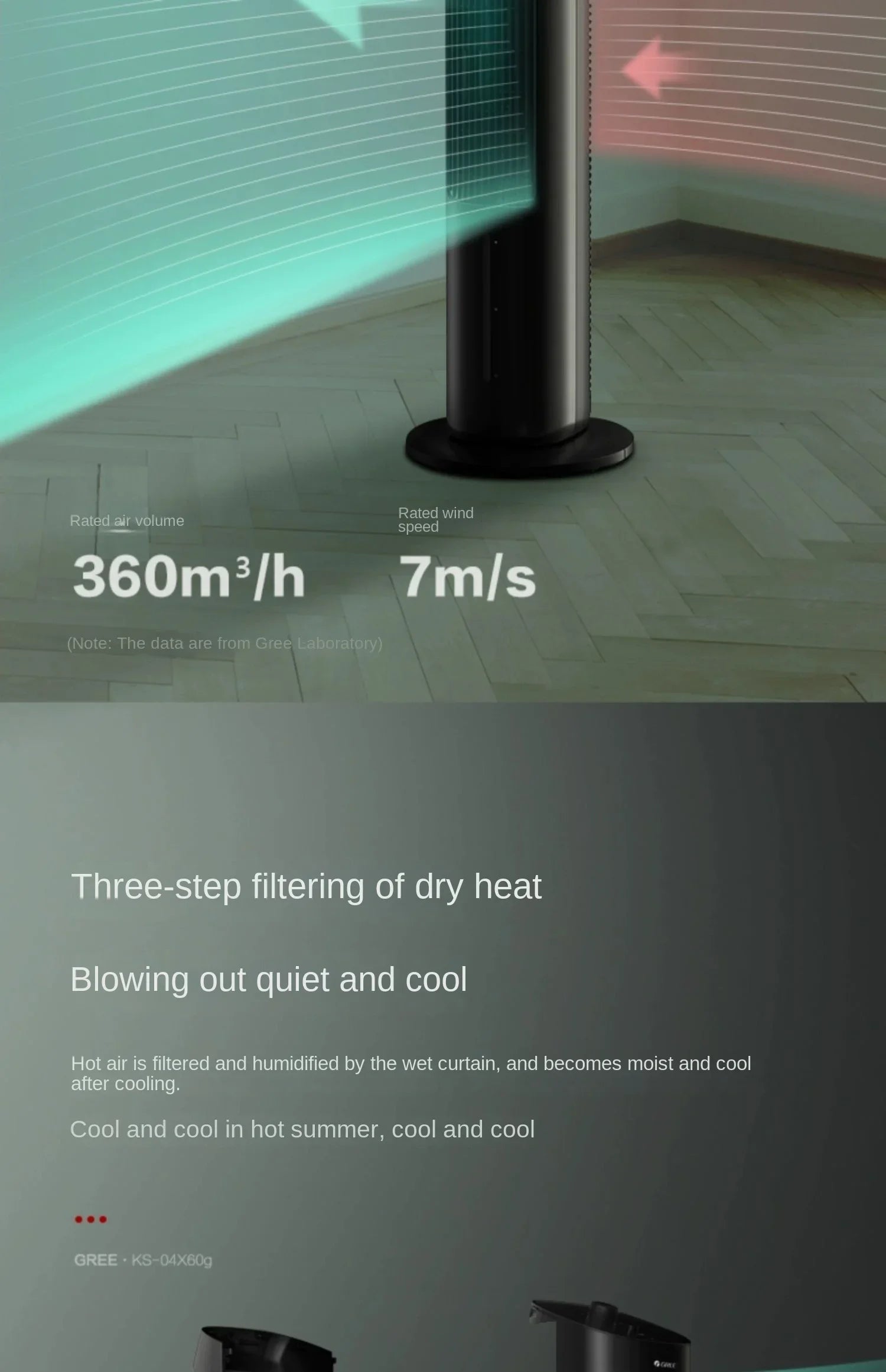 Gree 220V Portable Mini Air Conditioner Fan Household Mobile Tower Water Cooler Fan LYH
