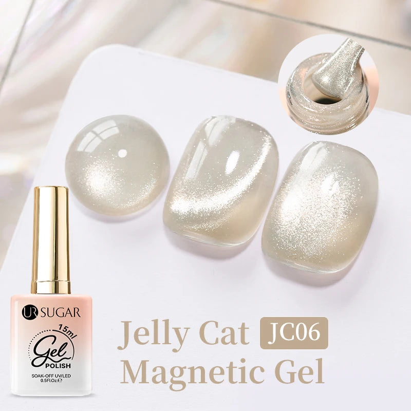 UR SUGAR 15ml Cat Magnetic Gel Jelly Glass Full Coverage Varnis Magnetic Gel Soak Off UV LED Gel Autumn Winter Xmas Manicure