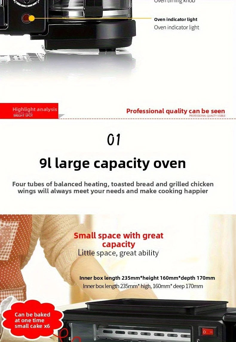 Breakfast Maker, Toaster, Sandwich Oven, Coffee Maker, Small Appliances 3-in-1 Multifunctional Home Toaster