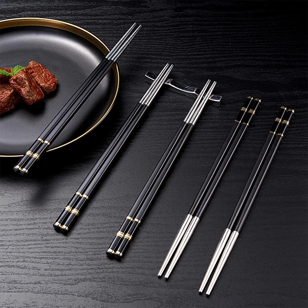 2-8 Pairs Alloy Chopstick Reusable Non-slip Sushi Food Chop Sticks Chopsticks Metal Chinese Chop Stick Tableware Kitchen Gadgets