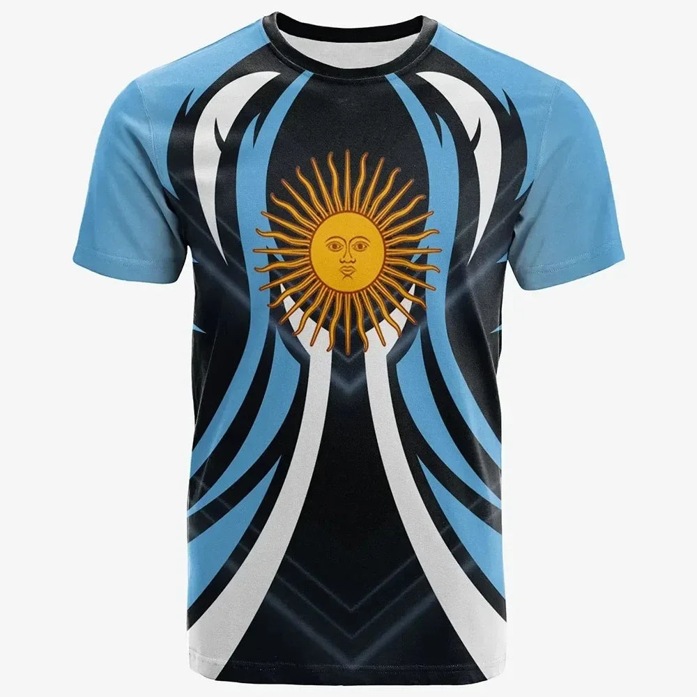New Summer Men and Women Oversized Short Sleeve Argentine Flag 3D Printed T-shirt Street Clothing Harajuku Children's Clothing