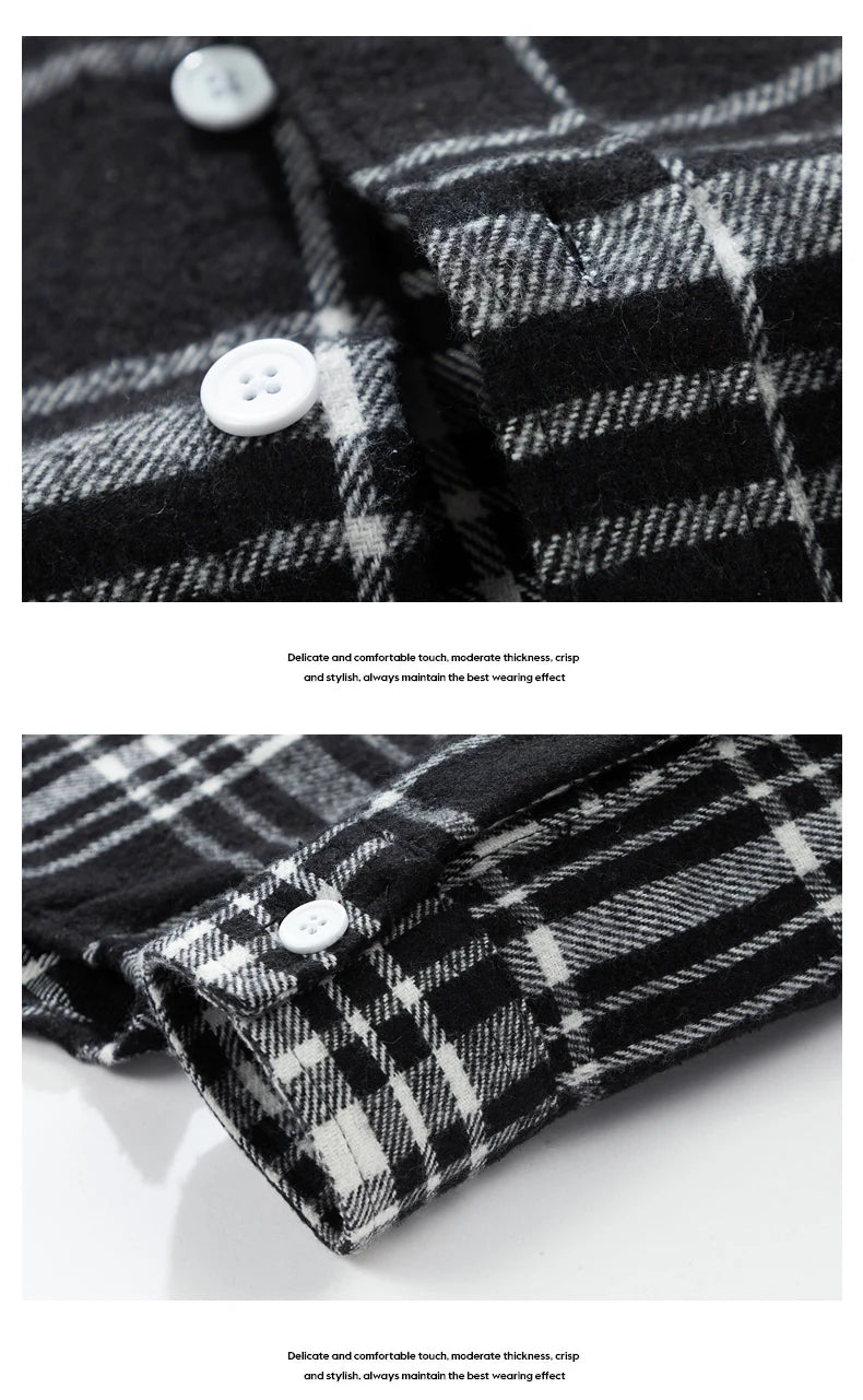 Big Size 9XL Men Flannel Plaid Shirts Long Sleeve Oversize Tops Male Loose Autumn Winter 69% Cotton Streetwear Plus Large Casual