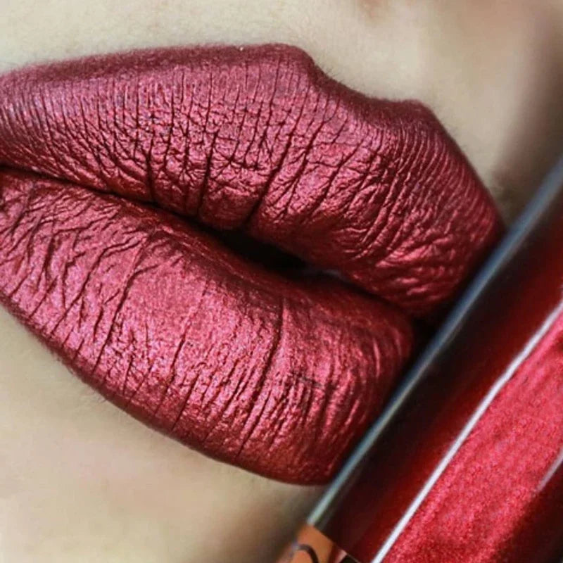 4Pcs/Set Metallic Lip Gloss Pearly Diamond Fine Glitter Matte Moisturizing Waterproof No-stick Cup Lip Glaze Liquid Lipstick Kit