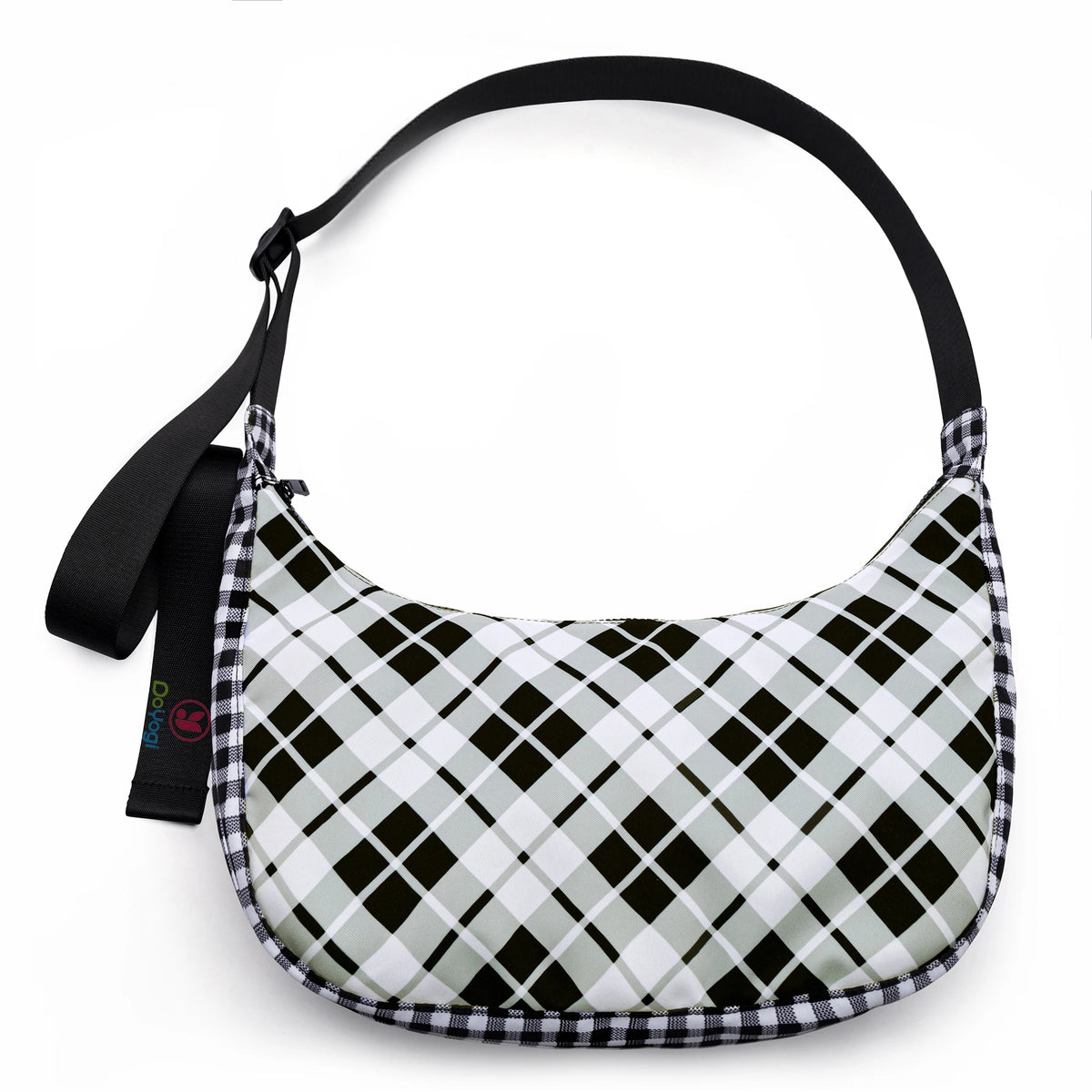 Nylon Medium Crescent Bag for Women Men,Crossbody Bag with Adjustable Strap&Dual Interior Zip Pocket Casual Daily Shoulder Bag