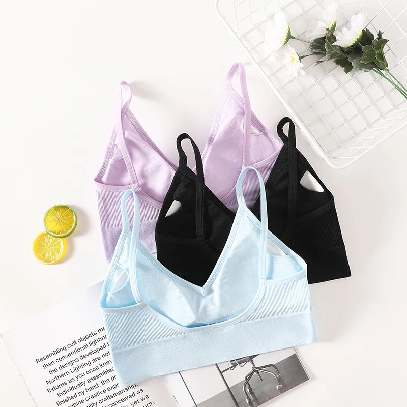 Women Sports Bra Tube Top Push-Up Bra Padded Crop Top Seamless Underwear Female Streetwear Tank Tops Removable Pads Camisole
