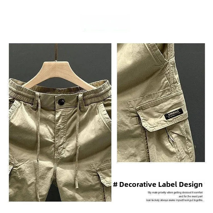 Summer Outdoor Casual Workwear Shorts Men's Multi-Pocket Large Size Loose Retro Dirt-Resistant Versatile Five-Quarter Pants