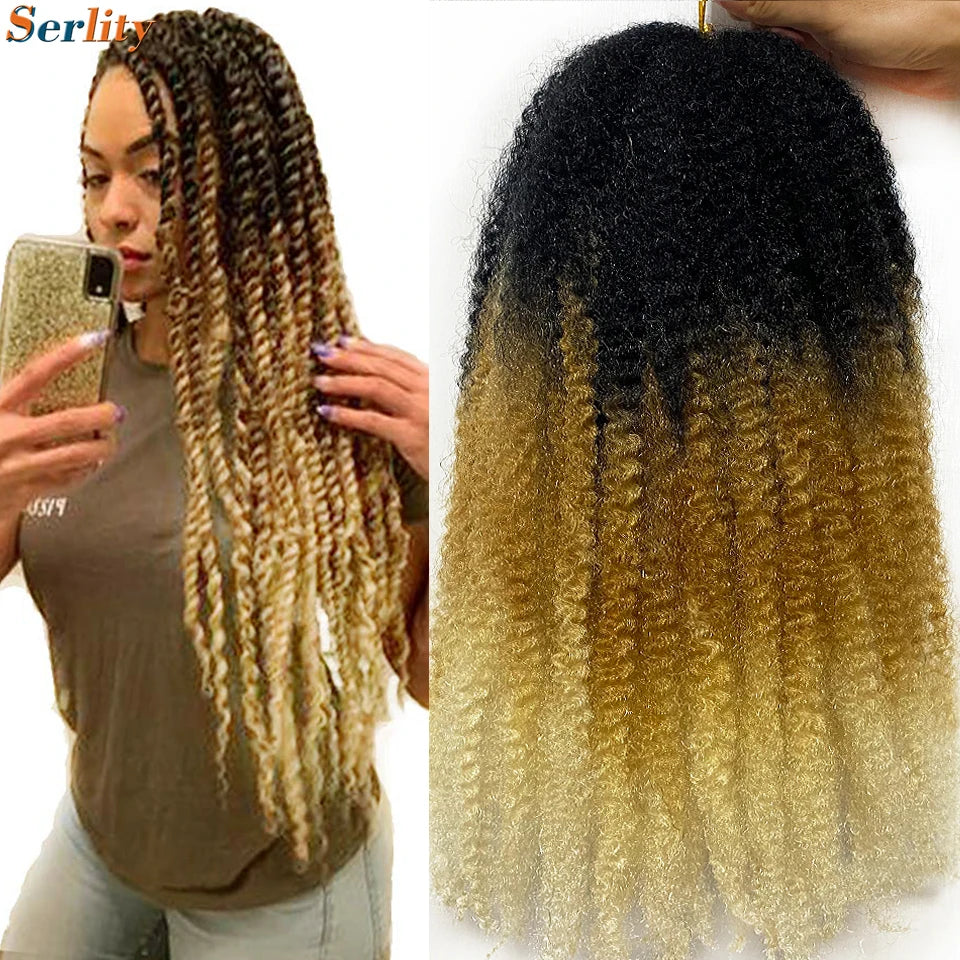 Marley Twist Braiding Hair Pre Stretched 1- 6 Packs Ombre Afro Kinky Curly Crochet Hair for Faux Locs Jumbo Marley Twists Hair