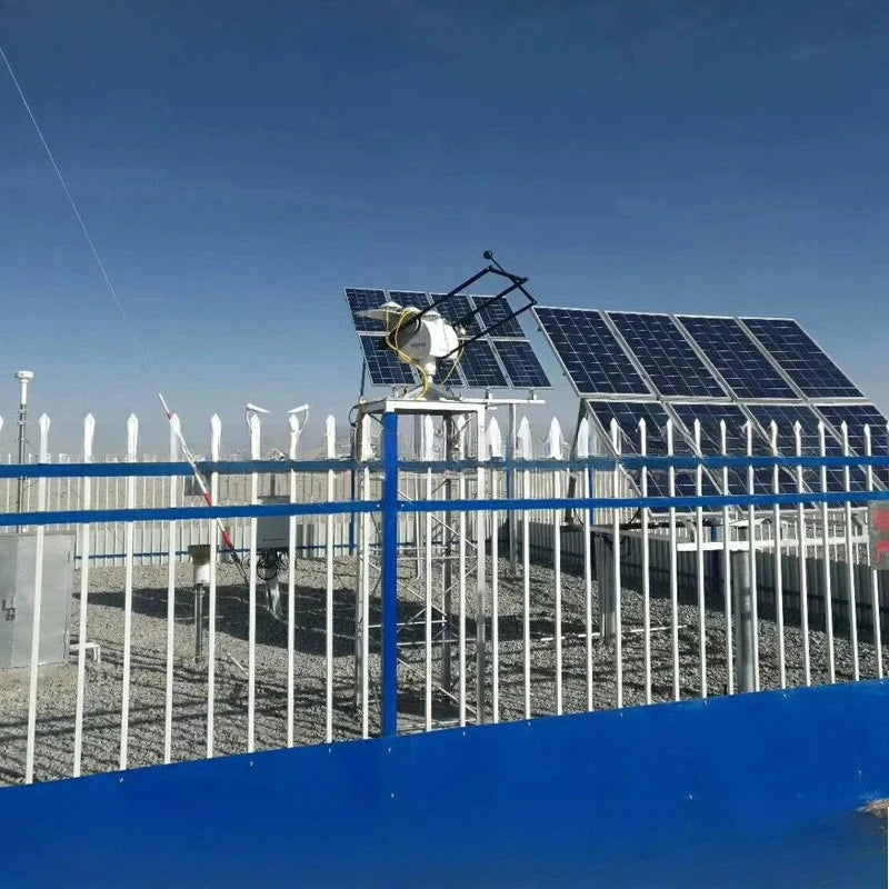 Solar power supply system and pole matching rainfall wind speed direction temperature and humidity meteorological five-element