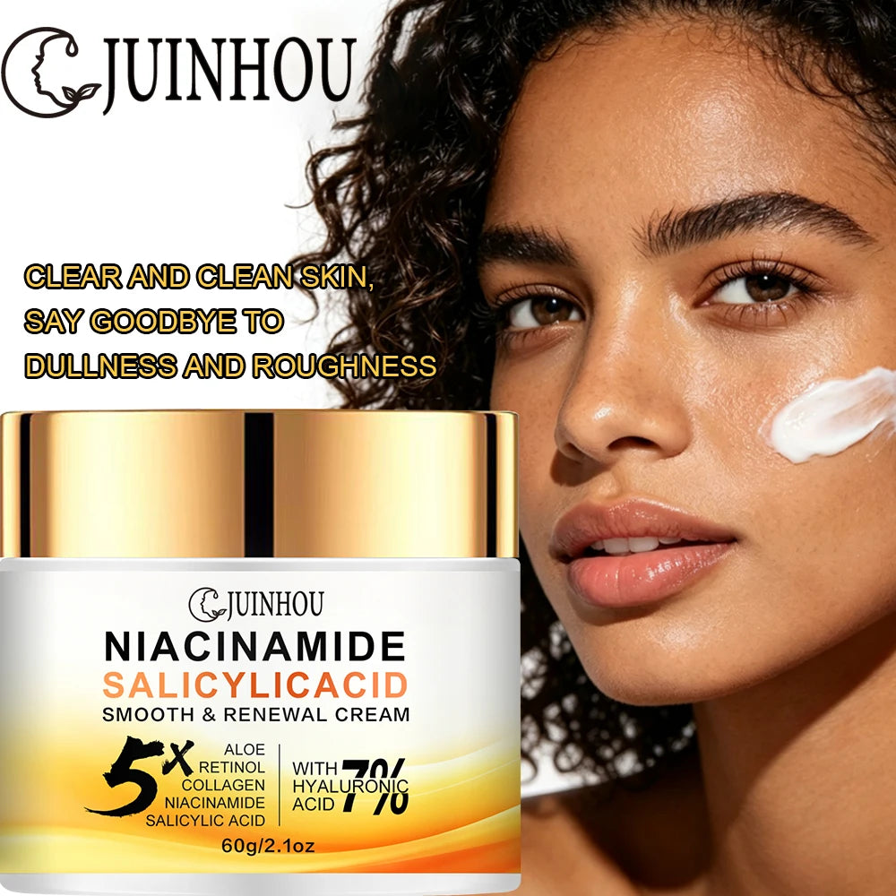 JUINHOU Facial Cream 5% Niacinamide 2% Salicylic Acid Oil Control Pore Cleansing Smooth Uneven Skin Daily Facial Moisturizer