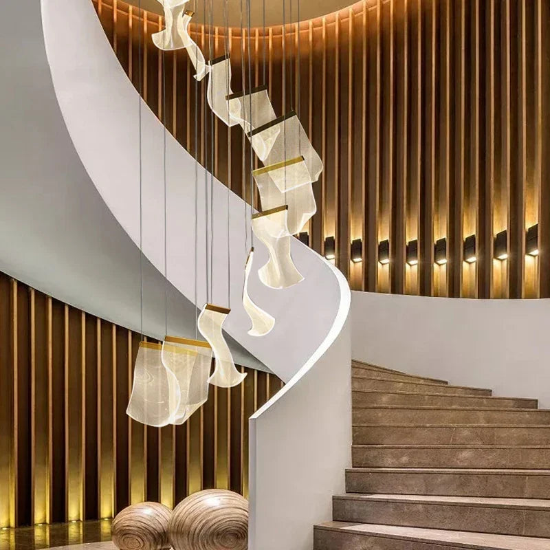 Modern LED Pendant Lights Living Dining Room Lighting Lustre Decor Chandelier Indoor Villa Duplex Stairs Hanging Lights Fixture