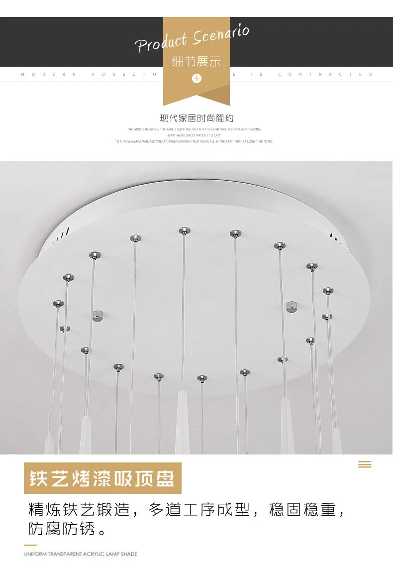 Led Pendant Lamps for Stairs Attic Living Room Bedroom Kitchen Staircase Ceiling Lighting Indoor Home Decoration Long Chandelier