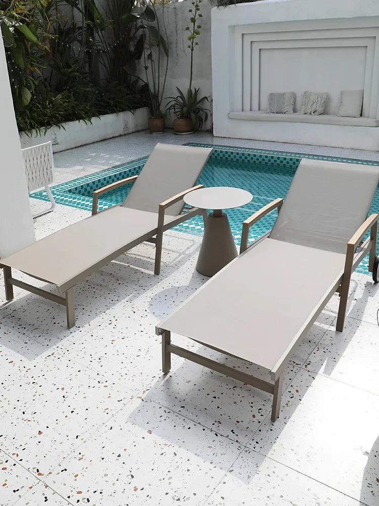 TQH-c13  Outdoor Courtyard Lying Pool Beach Leisure Lounger Waterproof and Sunscreen Hotel B & B Terrace Lying Bed Coffee Table