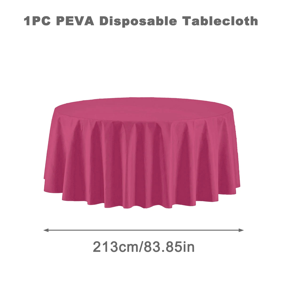 Round Tablecloth White Plastic No Stitch Fabric Elegant Solid Table Cloth for Christmas Birthday Wedding Party Hotel Decoration