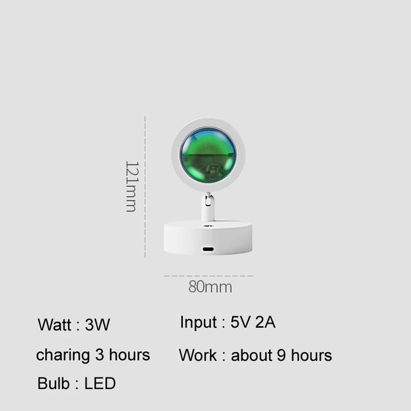 Wireless Sunset Lamp Night Light Projector Deoration Home Wall Lamp Kitchen Display Cabinet Cupboard Bedroom RV Reading Lamps