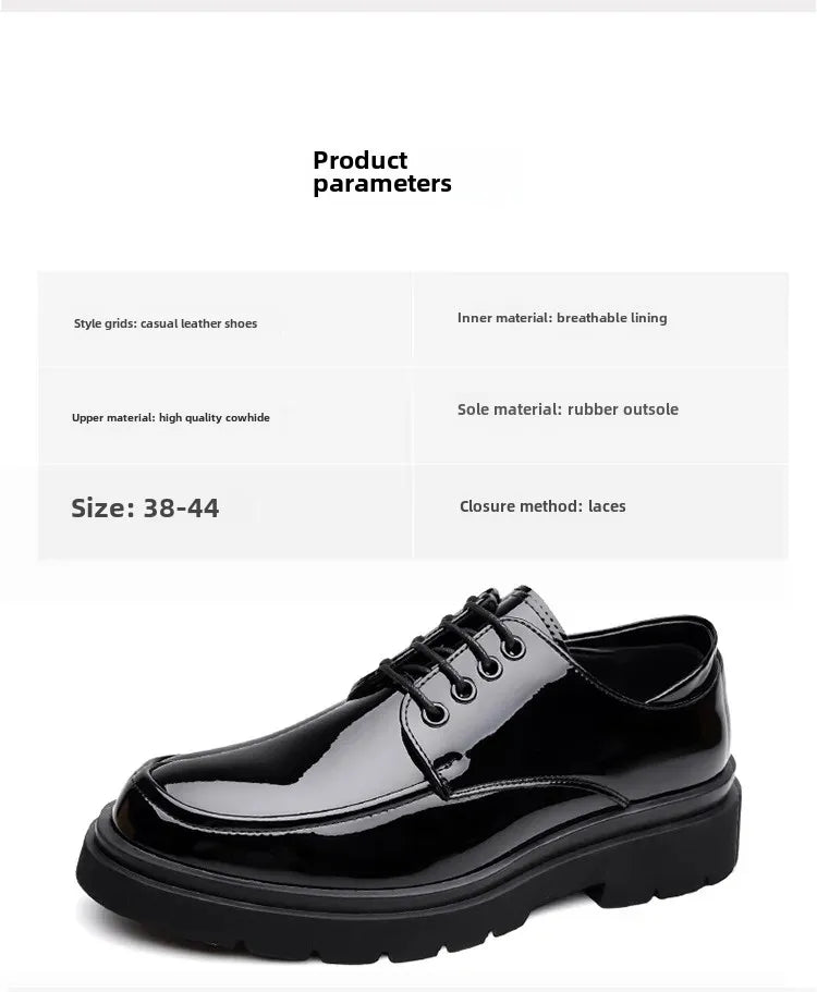 2025 Autumn Patent Leather Men's Business Formal Tie-Up Shoes Safety Professional Bata Breathable Men's Shoes botas para hombre