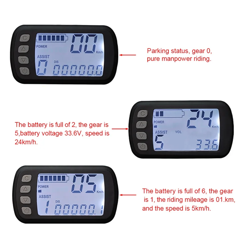 Mini LCD Display for Electric Bike 24V 36V 48V Scooter Motorcycle Speedmeter Waterproof Ebike Display HOT