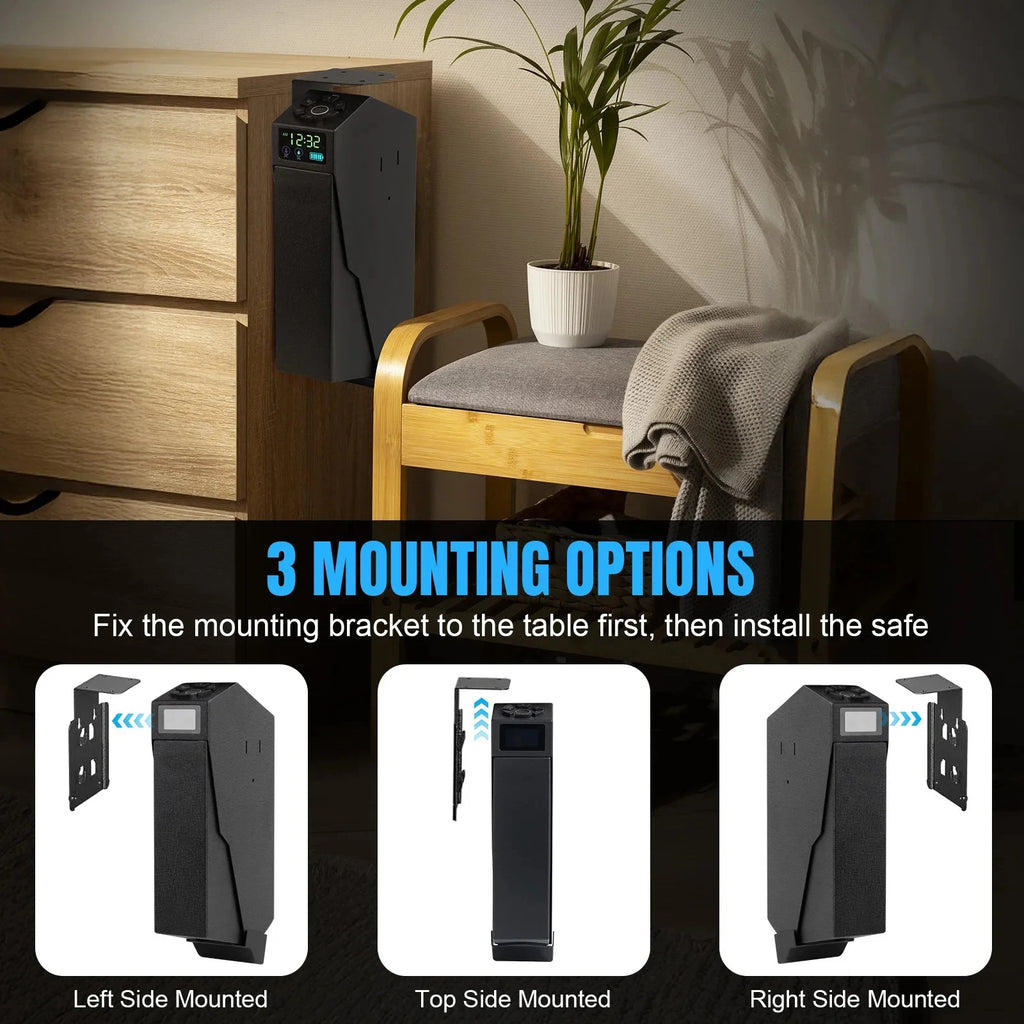 Biometric Bedside Handgun Quick Access Pistol Lock Box for Nightstand,Car,Fingerprint/Pin Code/Type-C