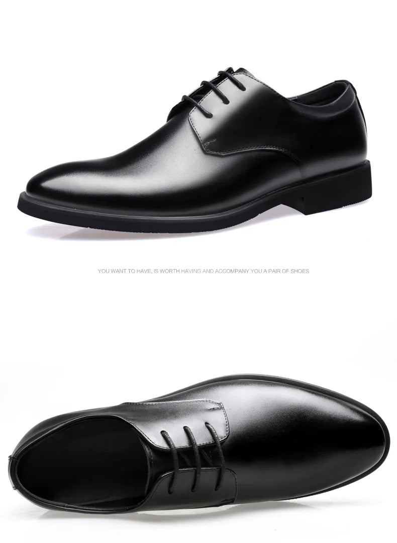 Men's Breathable Leather Shoes Black Soft Leather Soft Bottom Spring And Autumn Best Man Men's Business Formal Wear Casual Shoe