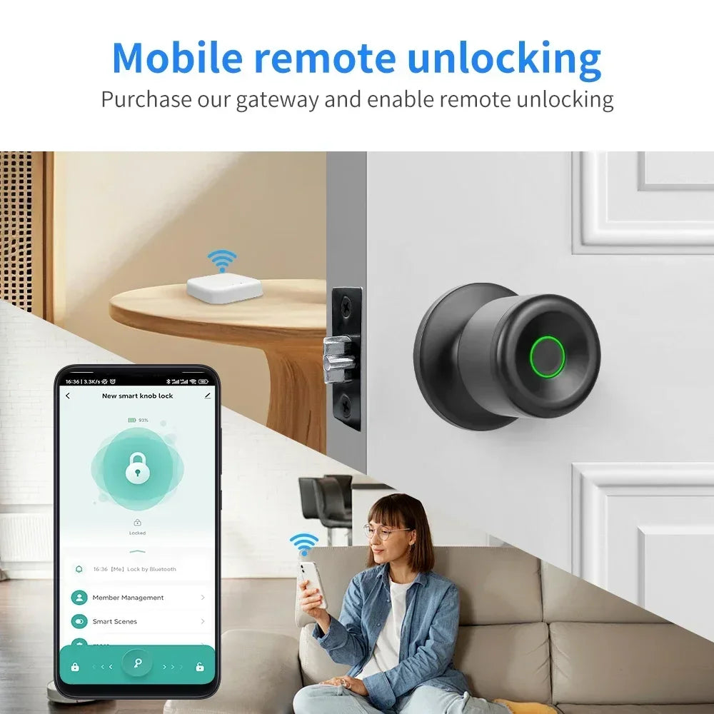 YFK Tuya Smart Door Lock Fingerprint Unlocking Electronic Lock Built-in Battery Dual-Mode Settings For Home Apartment or Gateway
