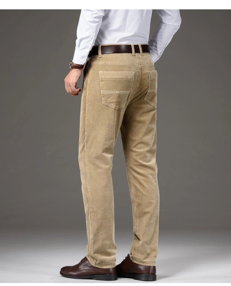 Corduroy Men's Business Casual Pants Fashion Comfortable Khaki Slim Straight Trousers Classic Male Brand Clothing Pants